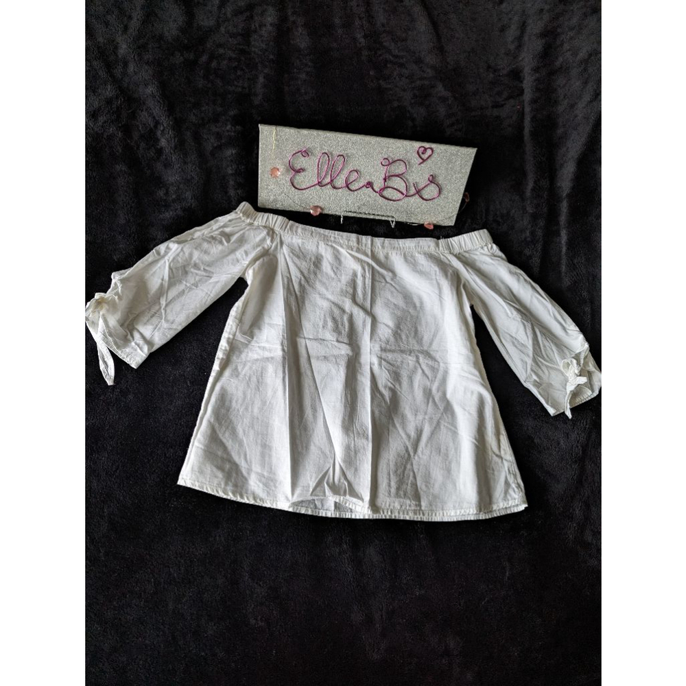 White Off Shoulder Top Bow Accent XS